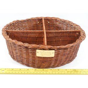Knotts Berry Farm Wicker Basket Divider Round Multi-Use Organizer Rustic Vintage